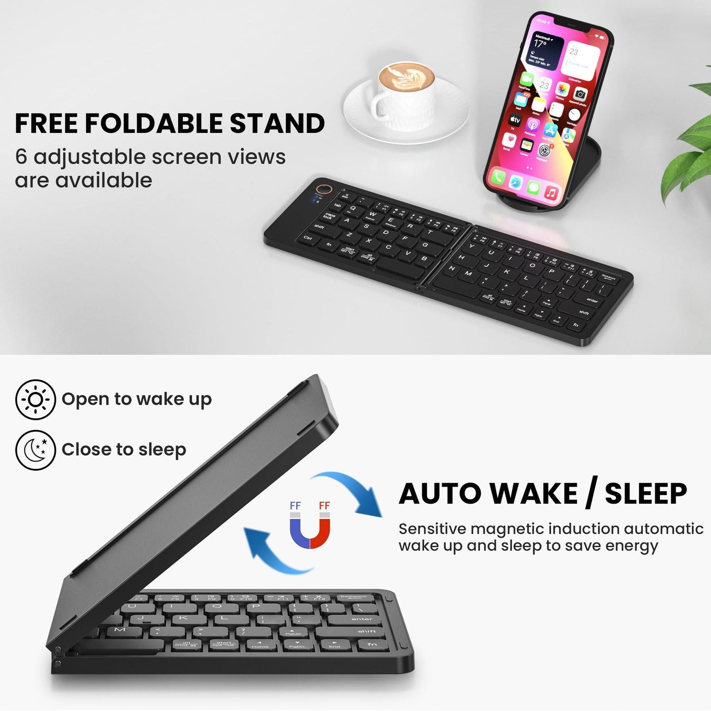 Ultra slim folding portable charging dual - mode Bluetooth keyboard with one click connection - 𝐝𝐮𝐯𝐥𝐚𝐬𝐡𝐨𝐩.𝐜𝐨𝐦