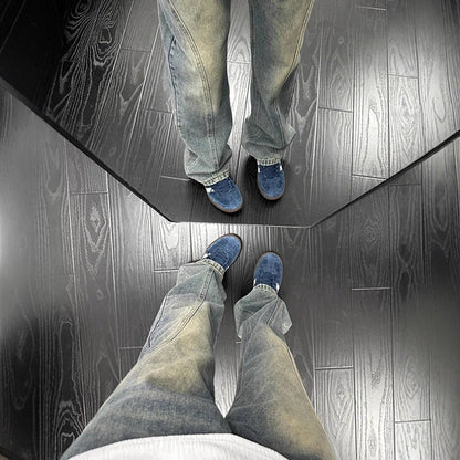 Vintage Blue Willow Knife - Style Jeans for Men,Slightly Flared Cargo Pants, Half Elastic Waist, Slim - Fit Straight Leg Pants - 𝐃𝐔𝐕𝐋𝐀𝐒𝐇𝐎𝐏