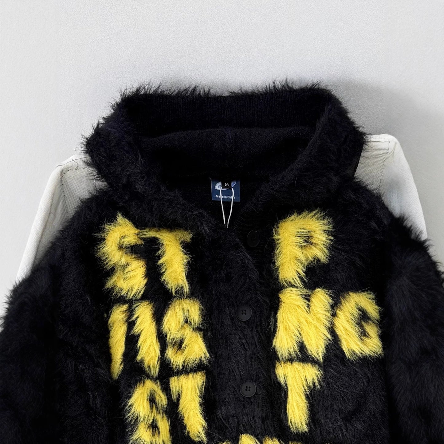 Vintage Soft Mink Fur Letter Hoodie Men's Winter Lazy Mohair Knit Sweater Pullover Outerwear - 𝐝𝐮𝐯𝐥𝐚𝐬𝐡𝐨𝐩.𝐜𝐨𝐦