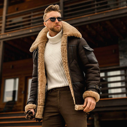 Warm winter men's fur one - piece jacket, thickened faux fur fur jacket - 𝐝𝐮𝐯𝐥𝐚𝐬𝐡𝐨𝐩.𝐜𝐨𝐦