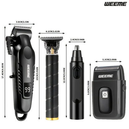 WEEME 4 in 1 Men Grooming Kit LCD Display USB Rechargeable Hair Clipper Beard Trimmer Nose Trimmer T - Blade Shaver Gift for Dad - 𝐝𝐮𝐯𝐥𝐚𝐬𝐡𝐨𝐩.𝐜𝐨𝐦
