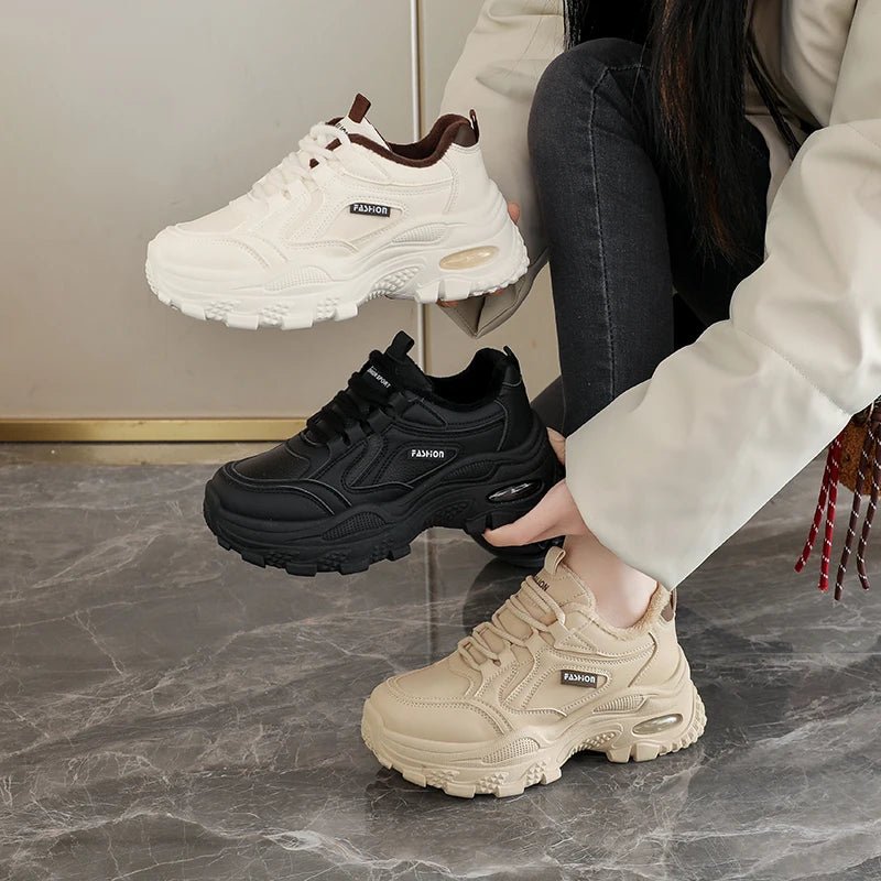 Winter cotton shoes, fleece - lined dad sneakers, women's shoes, slip - resistant and wear - resistant, K610 - 𝐃𝐔𝐕𝐋𝐀𝐒𝐇𝐎𝐏