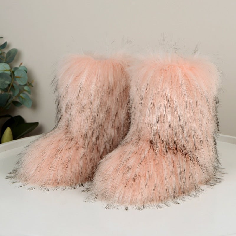 Winter Fuzzy Boots Women Shoes Fluffy Fur Snow Boots Plush lining Slip - on Rubber Flat Outdoor Bowtie Warm Ladies Footwear - 𝐝𝐮𝐯𝐥𝐚𝐬𝐡𝐨𝐩.𝐜𝐨𝐦