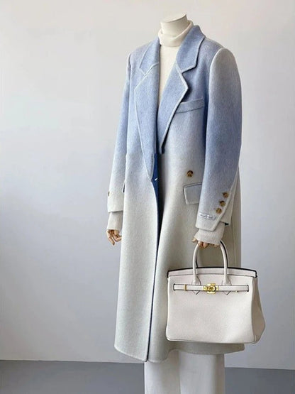 Winter Women Vintage Long Woolen Coat Fashion Long Sleeve Jackets Chic Gradient Outerwear Korean Ladies Casual Overcoat - 𝐝𝐮𝐯𝐥𝐚𝐬𝐡𝐨𝐩.𝐜𝐨𝐦