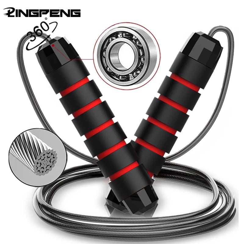 With Ball Bearings Adjustable Tangle - Free Speed Wire Jump Rope Workout with Foam Handles for Fitness Home Workouts and Slim Body - 𝐃𝐔𝐕𝐋𝐀𝐒𝐇𝐎𝐏