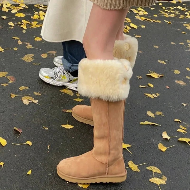 Women Winter Snow Boots Outdoor Warm Plush Cold - proof Women Shoes High Quality Slip on Versatile Round Long Boots Botas De Mujer - 𝐃𝐔𝐕𝐋𝐀𝐒𝐇𝐎𝐏