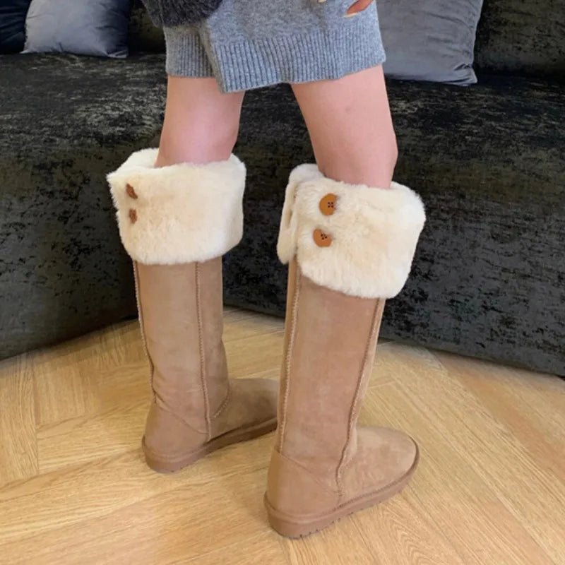 Women Winter Snow Boots Outdoor Warm Plush Cold - proof Women Shoes High Quality Slip on Versatile Round Long Boots Botas De Mujer - 𝐃𝐔𝐕𝐋𝐀𝐒𝐇𝐎𝐏