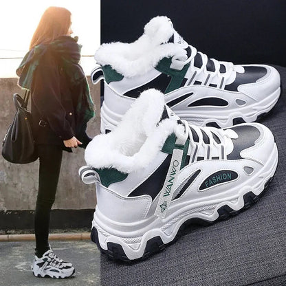 Women's Casual Sneakers Non Slip Comfortable Sports Shoes Women Winter Outdoor Vulcanized Shoes Woman Fleece Walking Trainers - 𝐃𝐔𝐕𝐋𝐀𝐒𝐇𝐎𝐏