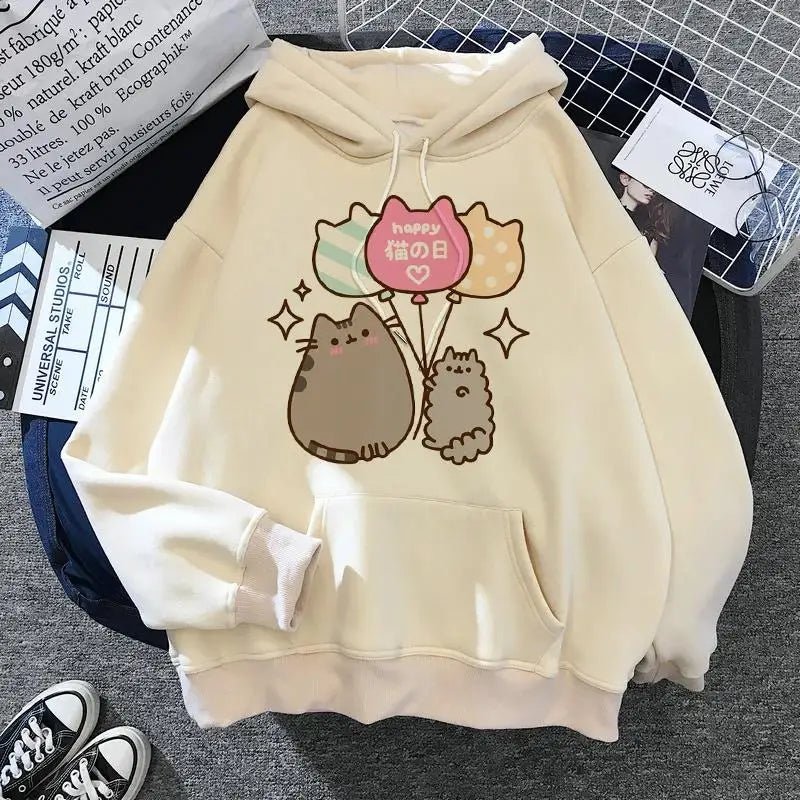 Women's cat hooded sweatshirt 2024 cartoon costume Korean Harajuku Kawai style oversized - 𝐃𝐔𝐕𝐋𝐀𝐒𝐇𝐎𝐏
