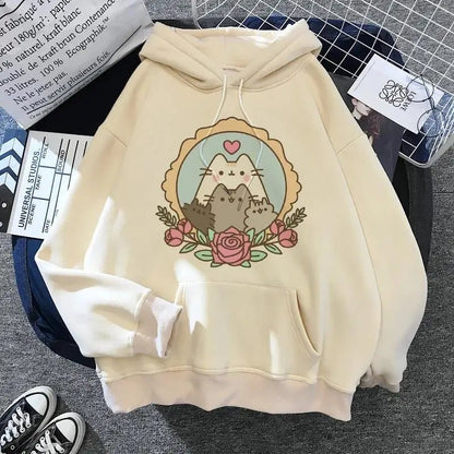 Women's cat hooded sweatshirt 2024 cartoon costume Korean Harajuku Kawai style oversized - 𝐃𝐔𝐕𝐋𝐀𝐒𝐇𝐎𝐏