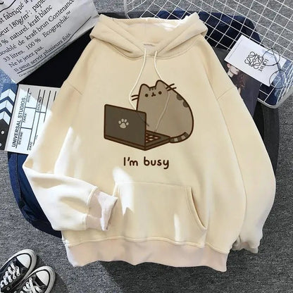 Women's cat hooded sweatshirt 2024 cartoon costume Korean Harajuku Kawai style oversized - 𝐃𝐔𝐕𝐋𝐀𝐒𝐇𝐎𝐏