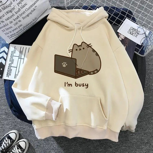 Women's cat hooded sweatshirt 2024 cartoon costume Korean Harajuku Kawai style oversized - 𝐃𝐔𝐕𝐋𝐀𝐒𝐇𝐎𝐏