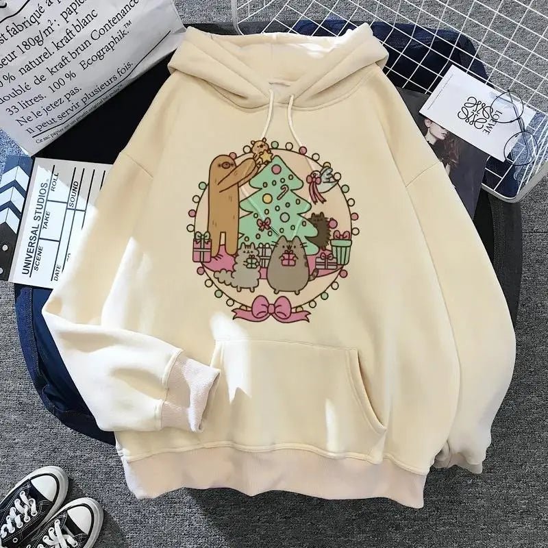 Women's cat hooded sweatshirt 2024 cartoon costume Korean Harajuku Kawai style oversized - 𝐃𝐔𝐕𝐋𝐀𝐒𝐇𝐎𝐏