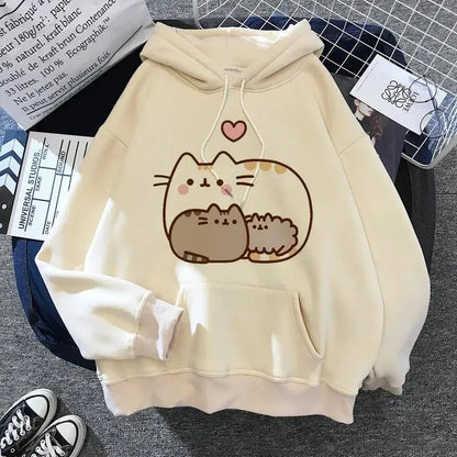 Women's cat hooded sweatshirt 2024 cartoon costume Korean Harajuku Kawai style oversized - 𝐃𝐔𝐕𝐋𝐀𝐒𝐇𝐎𝐏