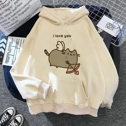 Women's cat hooded sweatshirt 2024 cartoon costume Korean Harajuku Kawai style oversized - 𝐃𝐔𝐕𝐋𝐀𝐒𝐇𝐎𝐏
