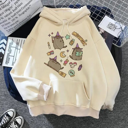 Women's cat hooded sweatshirt 2024 cartoon costume Korean Harajuku Kawai style oversized - 𝐃𝐔𝐕𝐋𝐀𝐒𝐇𝐎𝐏