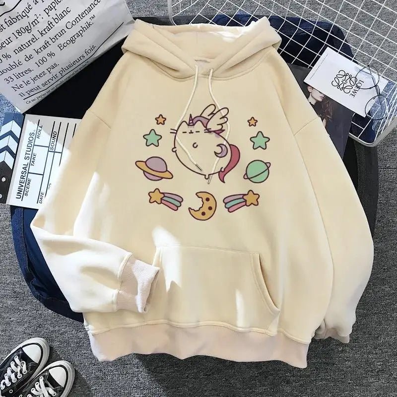 Women's cat hooded sweatshirt 2024 cartoon costume Korean Harajuku Kawai style oversized - 𝐃𝐔𝐕𝐋𝐀𝐒𝐇𝐎𝐏