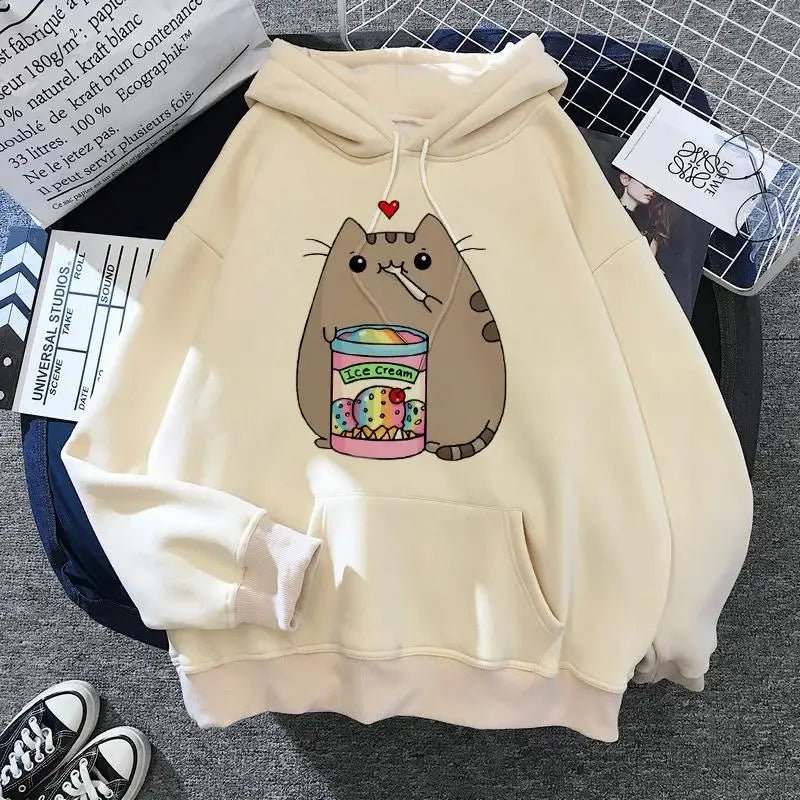 Women's cat hooded sweatshirt 2024 cartoon costume Korean Harajuku Kawai style oversized - 𝐃𝐔𝐕𝐋𝐀𝐒𝐇𝐎𝐏