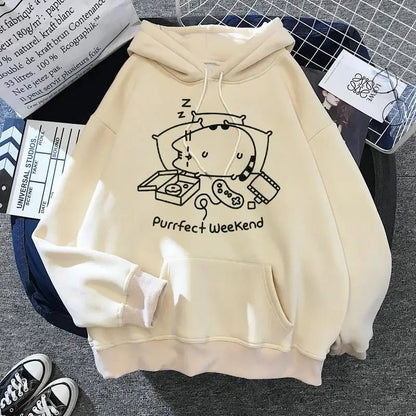 Women's cat hooded sweatshirt 2024 cartoon costume Korean Harajuku Kawai style oversized - 𝐃𝐔𝐕𝐋𝐀𝐒𝐇𝐎𝐏