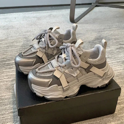 Women's Chunky Sneakers Breathable Mesh Platform Sports Shoes Woman Fashion Lace Up Thick Sole Casual Mujer 2024 - 𝐃𝐔𝐕𝐋𝐀𝐒𝐇𝐎𝐏