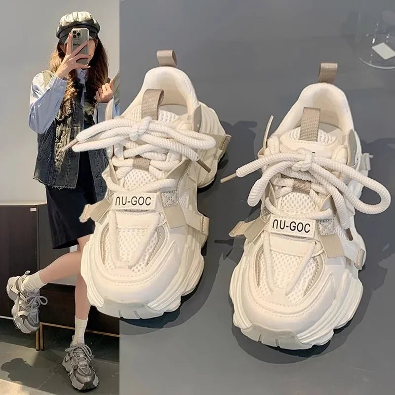 Women's Chunky Sneakers Breathable Mesh Platform Sports Shoes Woman Fashion Lace Up Thick Sole Casual Mujer 2024 - 𝐃𝐔𝐕𝐋𝐀𝐒𝐇𝐎𝐏