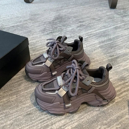 Women's Chunky Sneakers Breathable Mesh Platform Sports Shoes Woman Fashion Lace Up Thick Sole Casual Mujer 2024 - 𝐃𝐔𝐕𝐋𝐀𝐒𝐇𝐎𝐏