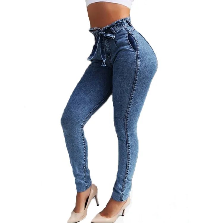 Women's Clothing Jeans Slim Stretch Tassel Belt High Waist Jeans Denim Pants Skinny Ankle Length Bleached - 𝐝𝐮𝐯𝐥𝐚𝐬𝐡𝐨𝐩.𝐜𝐨𝐦