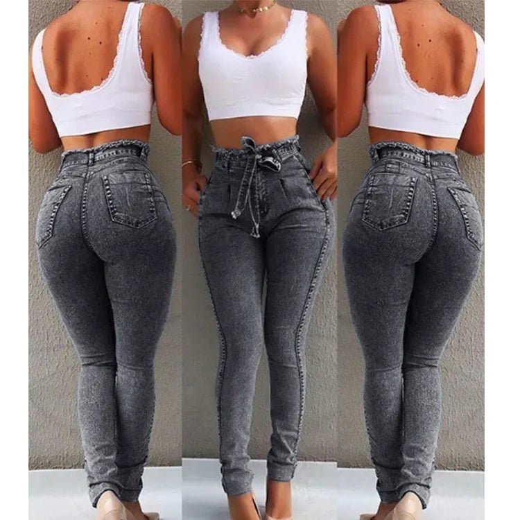 Women's Clothing Jeans Slim Stretch Tassel Belt High Waist Jeans Denim Pants Skinny Ankle Length Bleached - 𝐝𝐮𝐯𝐥𝐚𝐬𝐡𝐨𝐩.𝐜𝐨𝐦