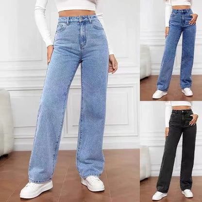 Women's Hot Sale High Waist Stretch Washed Denim Fashionable Straight Jeans Women's Pants women jeans black pants woman clothing - 𝐝𝐮𝐯𝐥𝐚𝐬𝐡𝐨𝐩.𝐜𝐨𝐦