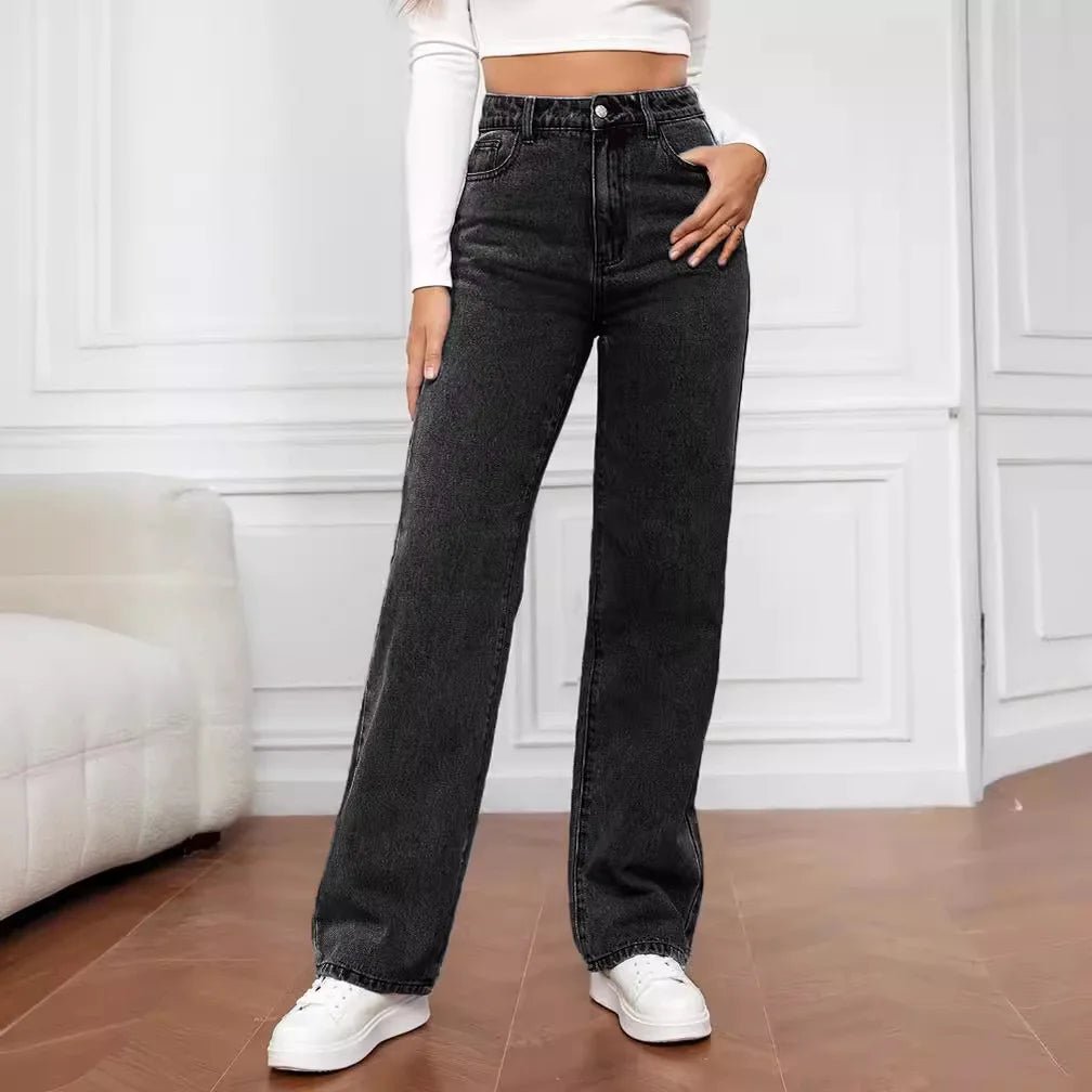 Women's Hot Sale High Waist Stretch Washed Denim Fashionable Straight Jeans Women's Pants women jeans black pants woman clothing - 𝐝𝐮𝐯𝐥𝐚𝐬𝐡𝐨𝐩.𝐜𝐨𝐦