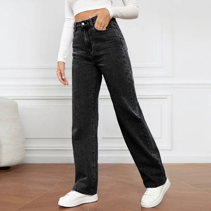 Women's Hot Sale High Waist Stretch Washed Denim Fashionable Straight Jeans Women's Pants women jeans black pants woman clothing - 𝐝𝐮𝐯𝐥𝐚𝐬𝐡𝐨𝐩.𝐜𝐨𝐦
