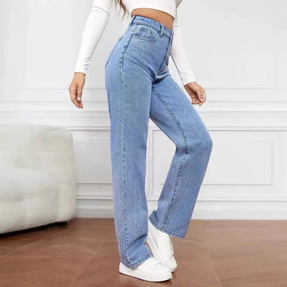 Women's Hot Sale High Waist Stretch Washed Denim Fashionable Straight Jeans Women's Pants women jeans black pants woman clothing - 𝐝𝐮𝐯𝐥𝐚𝐬𝐡𝐨𝐩.𝐜𝐨𝐦