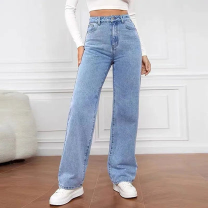 Women's Hot Sale High Waist Stretch Washed Denim Fashionable Straight Jeans Women's Pants women jeans black pants woman clothing - 𝐝𝐮𝐯𝐥𝐚𝐬𝐡𝐨𝐩.𝐜𝐨𝐦