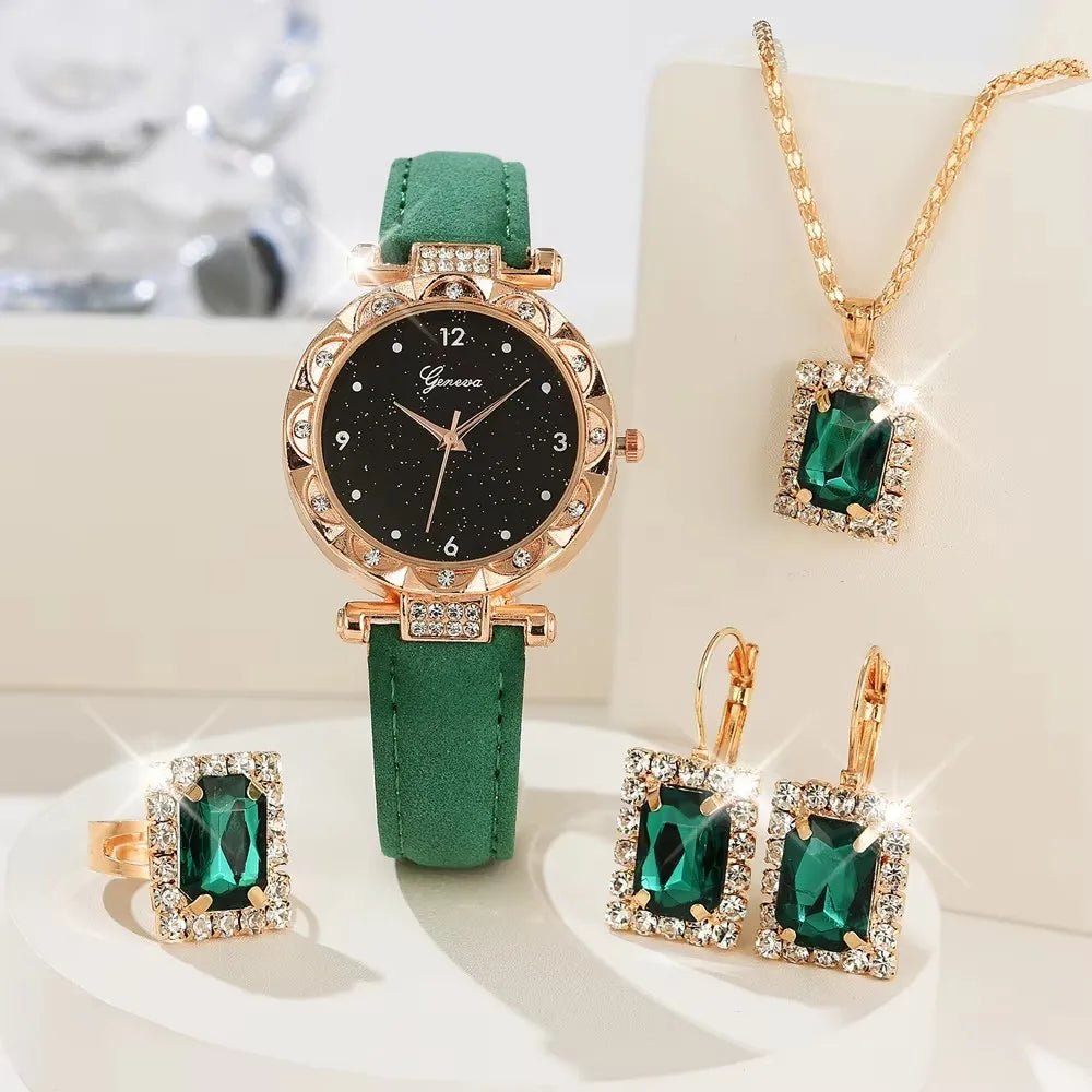 Womens Watches 5Pcs Set Luxury Rhinestone Women Fashion Elegant Wristwatch Quartz Watch For Girl WristWatch Bracelet Gift - 𝐝𝐮𝐯𝐥𝐚𝐬𝐡𝐨𝐩.𝐜𝐨𝐦