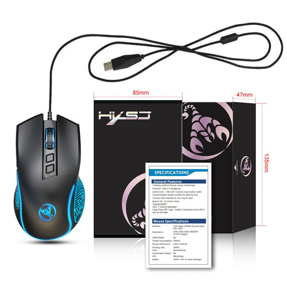 X100 wired gaming mouse with colorful glowing e - sports office mouse adjustable 3600dpi - 𝐃𝐔𝐕𝐋𝐀𝐒𝐇𝐎𝐏