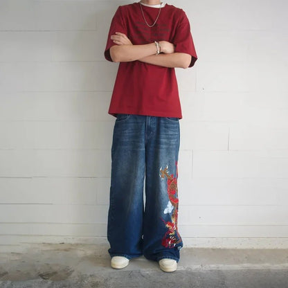 Y2K Vintage Light Blue Black Washed Jeans Tape Design Graffiti Letter Loose Fit Distressed Denim Streetwear Hip Hop Rock Unisex - 𝐝𝐮𝐯𝐥𝐚𝐬𝐡𝐨𝐩.𝐜𝐨𝐦